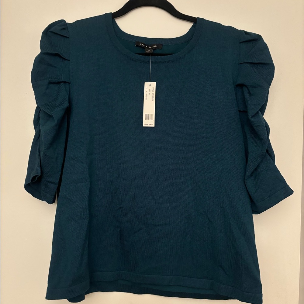 Teal Ruffle Sleeve Top